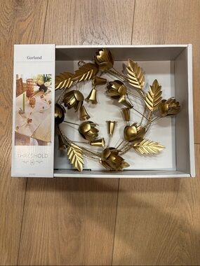 Threshold metallic gold botanical garland